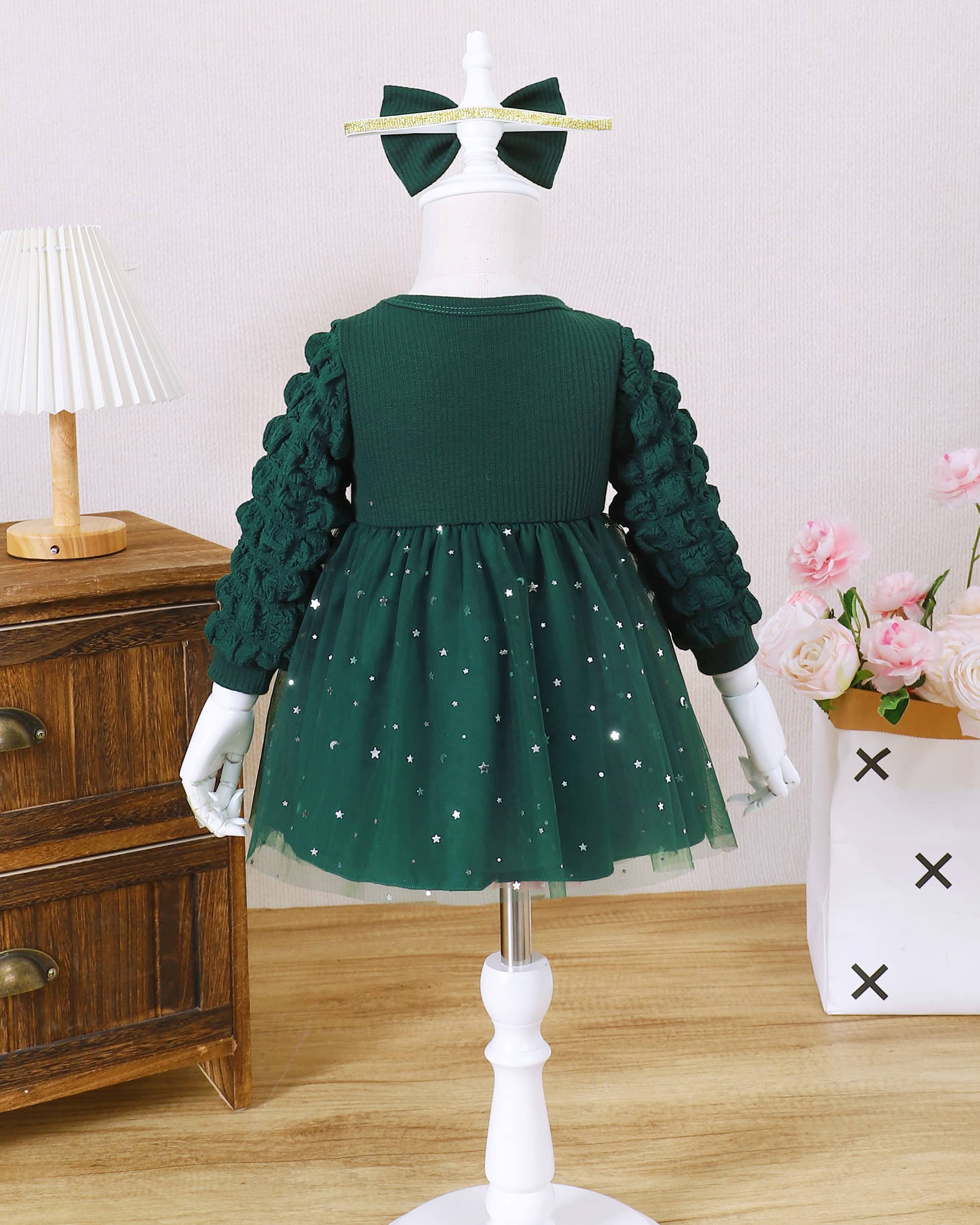 green dress for girls-tuya
